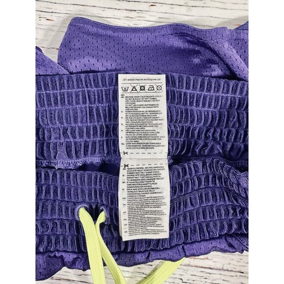 Adidas Mesh Running Shorts Wide Waist Training Purple Neon Green Size Medium - Picture 10 of 11